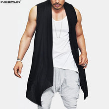 Load image into Gallery viewer, New Summer Men&#39;s Vest Long Style Vest Jacket Punk Gothic Sleeveless Shawl Waistcoat Cardigan Coat  Irregular Hem Hip Hop Clothes