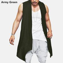 Load image into Gallery viewer, New Summer Men&#39;s Vest Long Style Vest Jacket Punk Gothic Sleeveless Shawl Waistcoat Cardigan Coat  Irregular Hem Hip Hop Clothes