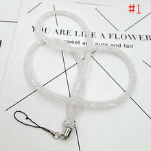 Load image into Gallery viewer, 1Pcs Crystal Lanyard Necklace ID Badge Mobile Cell Phone Keychain Glitter Cord Strap