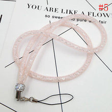 Load image into Gallery viewer, 1Pcs Crystal Lanyard Necklace ID Badge Mobile Cell Phone Keychain Glitter Cord Strap