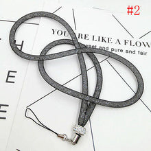 Load image into Gallery viewer, 1Pcs Crystal Lanyard Necklace ID Badge Mobile Cell Phone Keychain Glitter Cord Strap