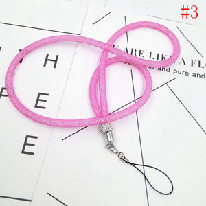 1Pcs Crystal Lanyard Necklace ID Badge Mobile Cell Phone Keychain Glitter Cord Strap