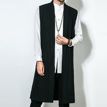 Load image into Gallery viewer, INCERUN Autumn Retro Men Cardigan Sleeveless Cotton Vest Long Jacket Trench Overcoat Robe Coat 5XL Hombre Men Clothes Outwear