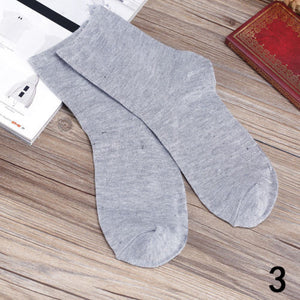Ventilation Mens Cotton Short Bamboo Fiber Solid Socks  Middle Stockings
