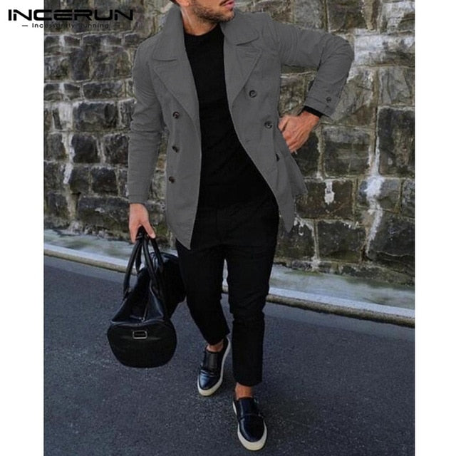 Stylish Mens Jackets Coats Autumn Turn-Down Collar Jacket Street Style Slim Fit Business Suit Hombre Mens Clothing INCERUN Male