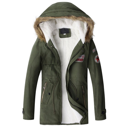 2018 Warm Winter Mens Jacket Coat Velvet Hooded Fleece Fashion Tactical Coats Parkas Jackets Outwear Clothes 4XL Man Clothing