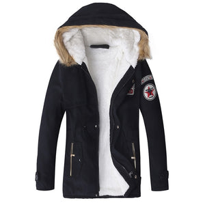 2018 Warm Winter Mens Jacket Coat Velvet Hooded Fleece Fashion Tactical Coats Parkas Jackets Outwear Clothes 4XL Man Clothing