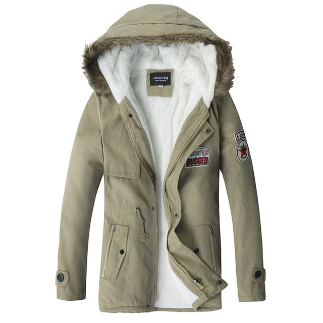 2018 Warm Winter Mens Jacket Coat Velvet Hooded Fleece Fashion Tactical Coats Parkas Jackets Outwear Clothes 4XL Man Clothing